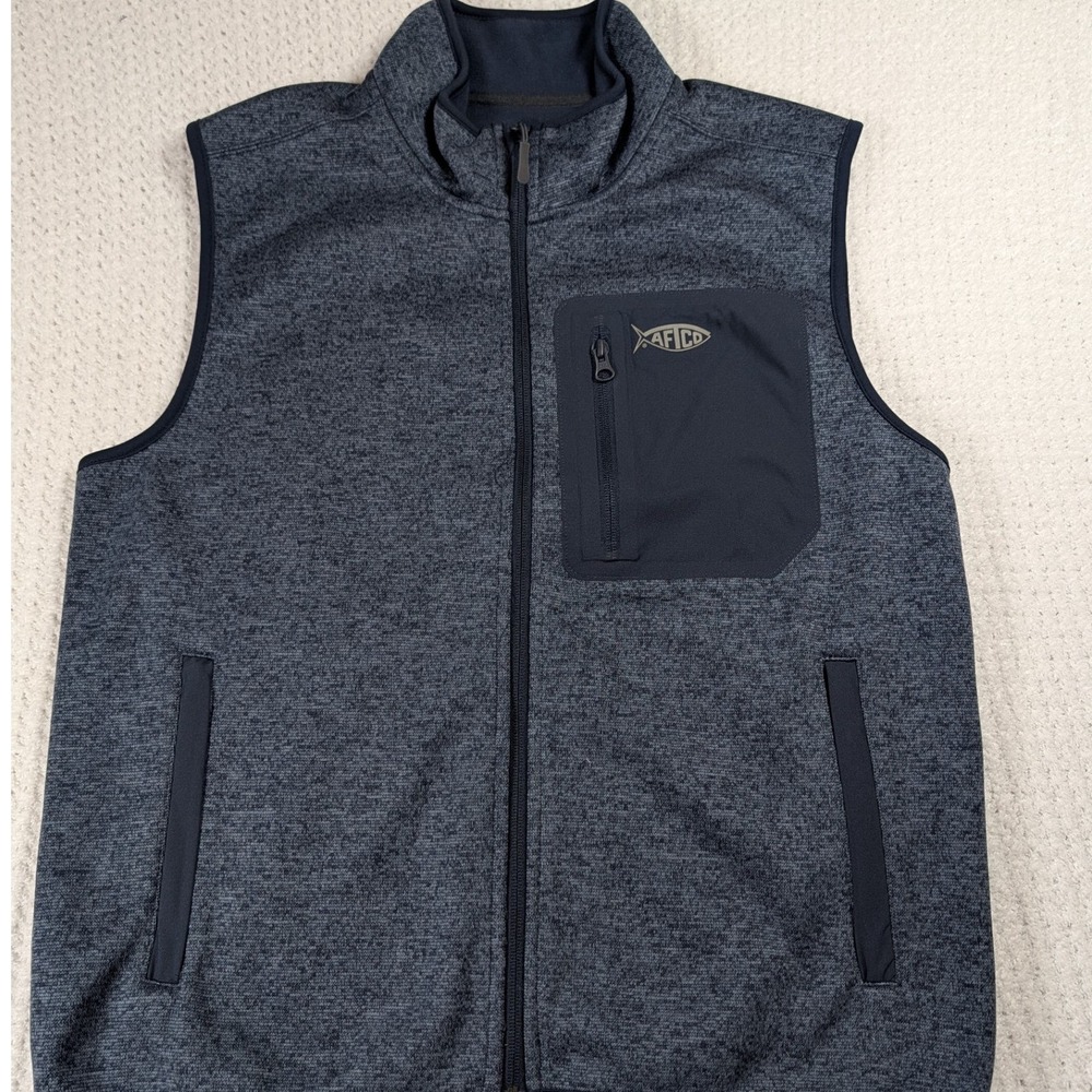 Aftco AFTECH Mens Fleece Vest Heather Gray Full Zip Fishing Outdoor S Gorpcore